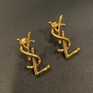 Vintage Saint Laurent Gold YSL Logo Earrings